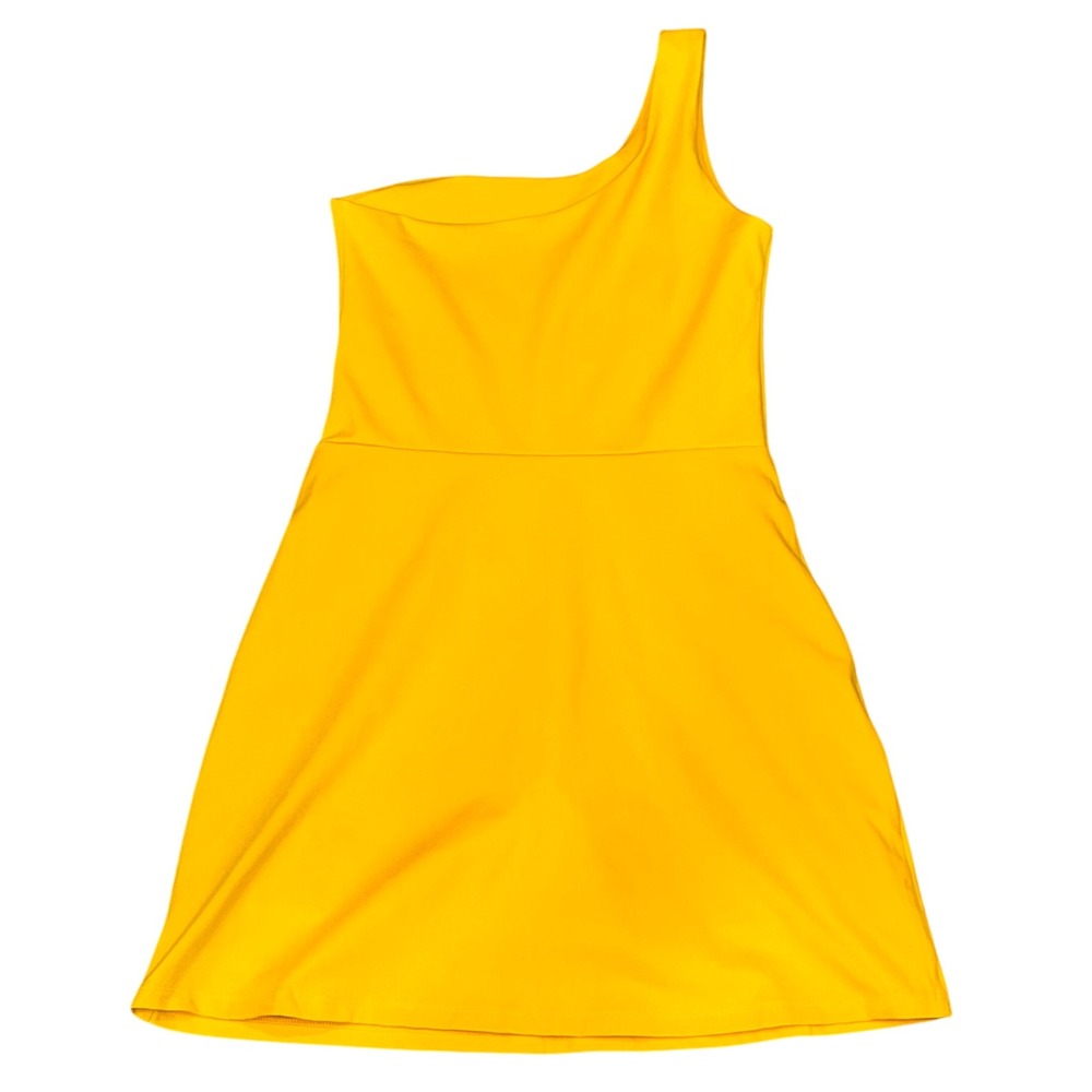 Girlfriend Collective Bianca One-Shoulder Dress Built-in Shorts Small - Yellow - Picture 5 of 10